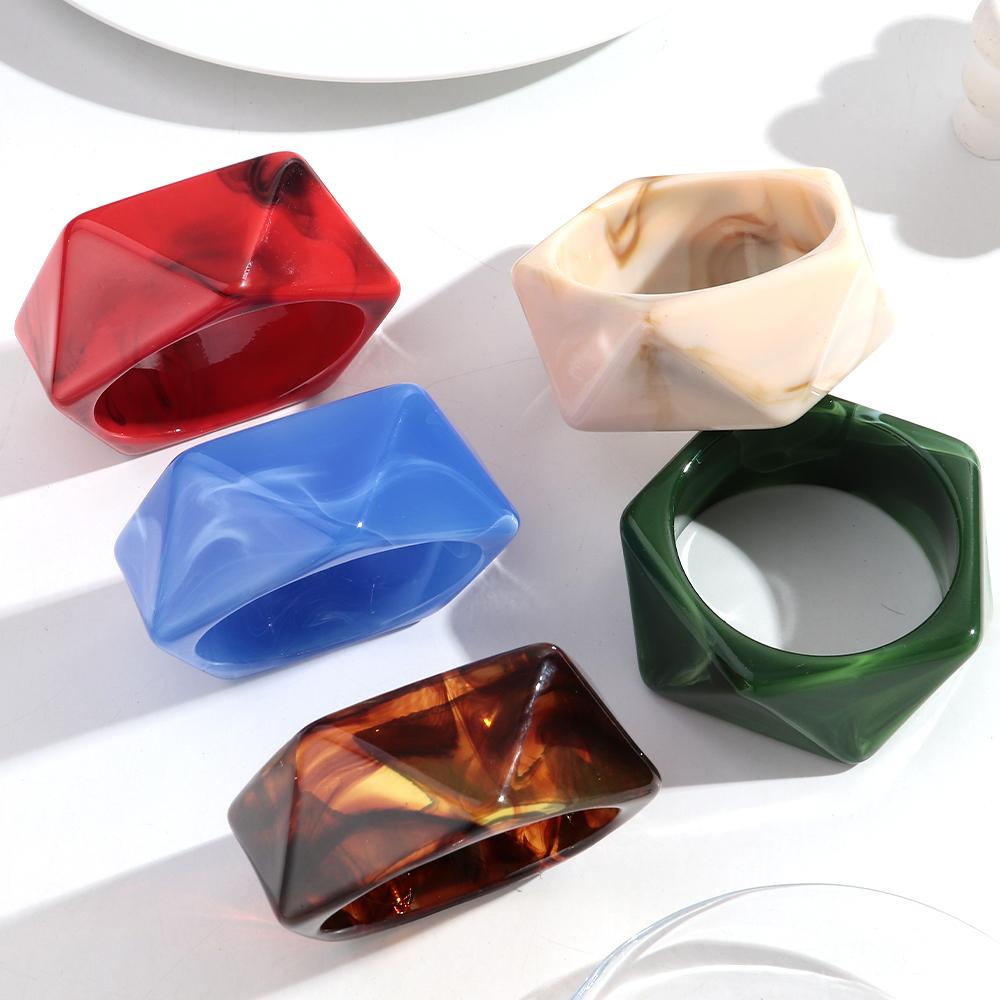 Vintage Resin Geometric Wide Bangles Bracelets for Women Statement Faceted Irregular Acrylic Bracelet Wristband Jewelry Gifts