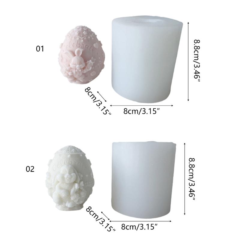 3D Easter Egg Bunny Silicone Candle Mold Decor Clay Resin Soap Mould Handmade Candle Making Fondant Cake Baking Decor