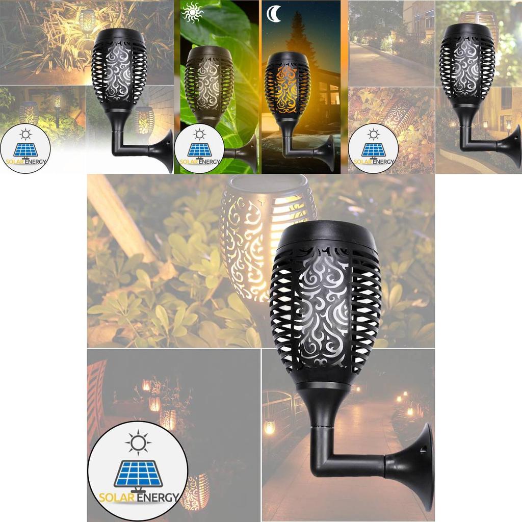 Outdoor Solar Flame Light Led Wall Torch Decoration For Patio And Garden Eu Certified