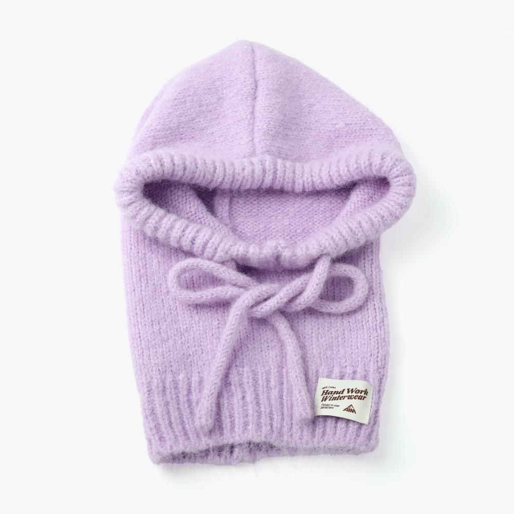 

Балаклава с большим обхватом головы женская осенне-зимняя теплая велосипедная ветрозащитная вязаная шапка-шарф, интегрированная шерстяная шапка average size