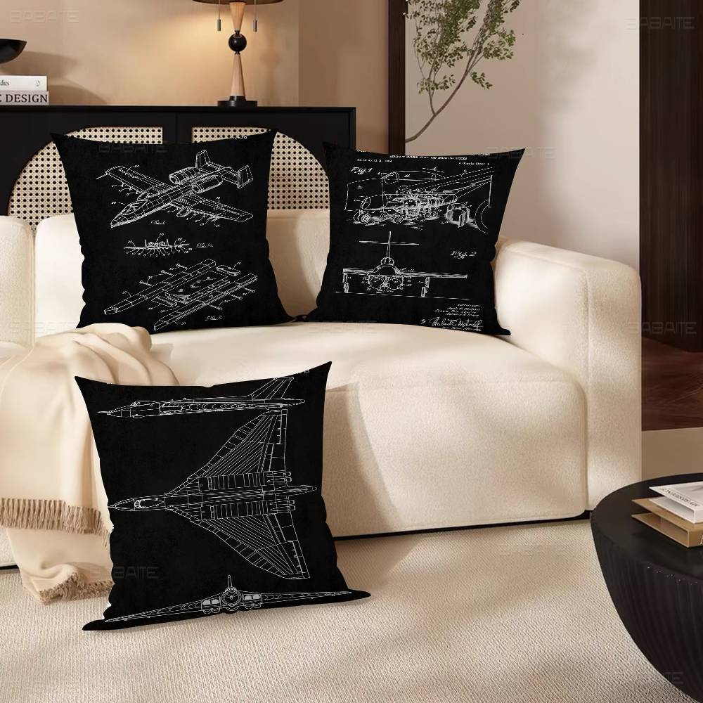 Aircraft Patent Personalized Pillow Cover Kids Bedroom Wild Party Decor Pillowcase Kid Birthday Shower Gift
