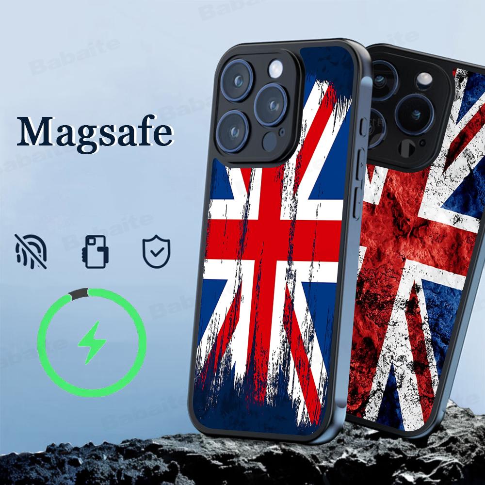TOPLBPCS England British Uk Flag Phone Case Magnetic Case For IPhone 16 14 13 12 11 15 Pro Max Plus For Magsafe Wireless