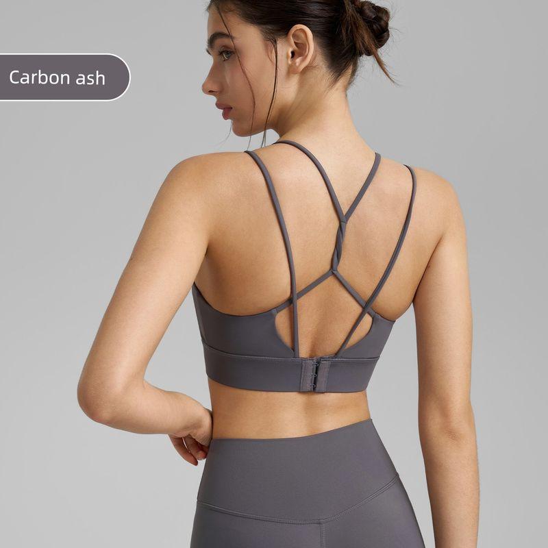 

Спортивное нижнее белье с фиксированными чашками для женщин, противоударное и поддерживающее, для йоги, красивый жилет, верхняя одежда с застежкой, профессиональный тренировочный бюстгальтер Carbon ash S(Within 40.00 kg-50.00 kg 70C)