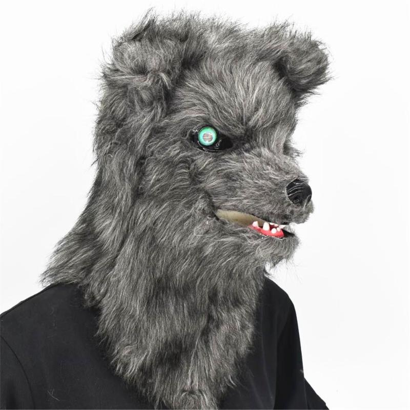 Open Mouthed Parody Wolf Head Mask Cute Animal Headpiece Funny Performance Prop Costume Party Halloween 1PCS