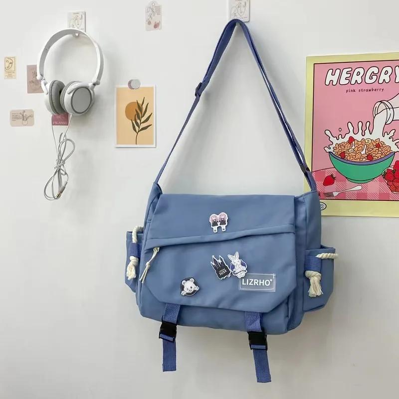 Messenger Bag Japanese Handbags School Korean Single Shoulder Girl Student Hong Kong Style Retro Large Capacity Postman Women's
