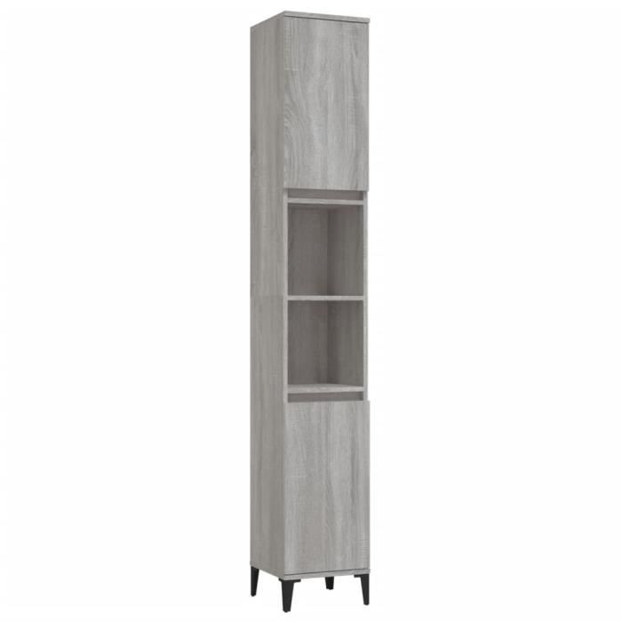 VidaXL Bathroom Cabinet Sonoma Grey 30x30x190 Cm Engineered Wood 819802