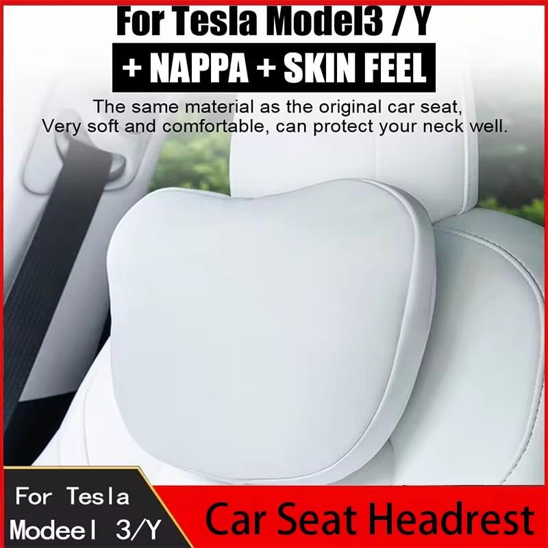 Coussin de nuque en cuir floqué pour siège auto Tesla Model 3 Y, coussin de nuque doux à mémoire de forme, appui-tête de haute qualité, soutien lombaire