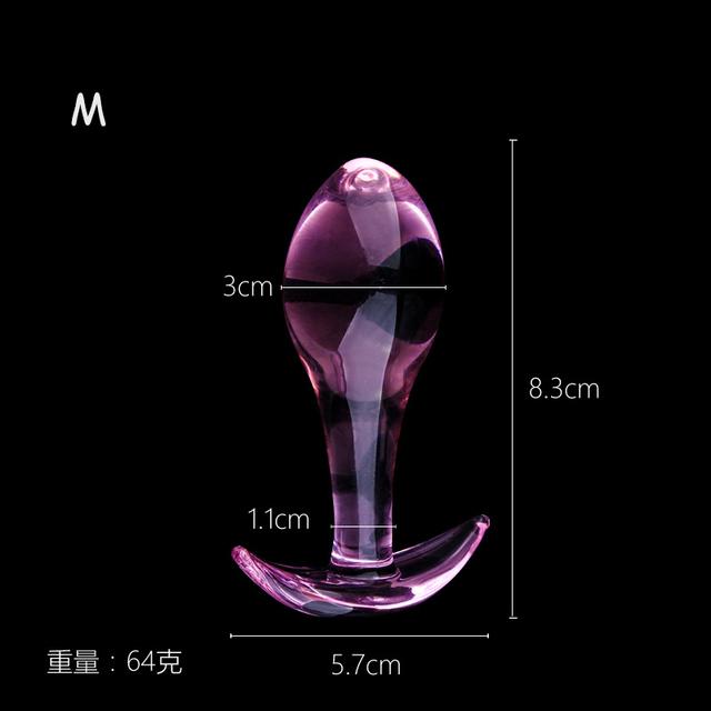 3pcs Small Anal Plug Smooth Glass Butt Plug Beginner Women Sex Toys Pink Glass Anal Plug Anchor/ Base Choose Prostate Massage