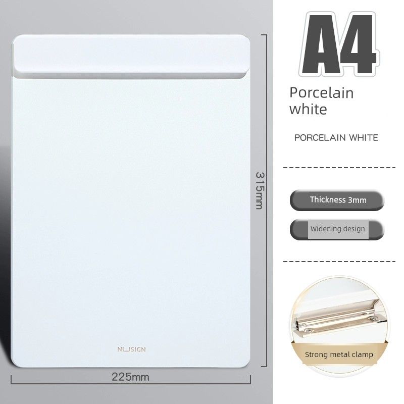 Deli Writing Widened Vertical Record Drawing Board Folder 1 Pack [Widened Clamp/No Curling]--Porcelain White