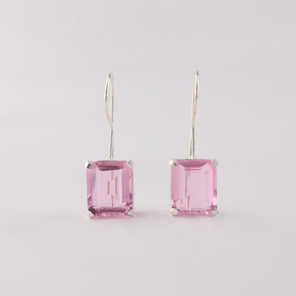 Natural Morganite Gemstone 925 Sterling Silver Jewelry Handmade Earrings 1.06" EE-167-14