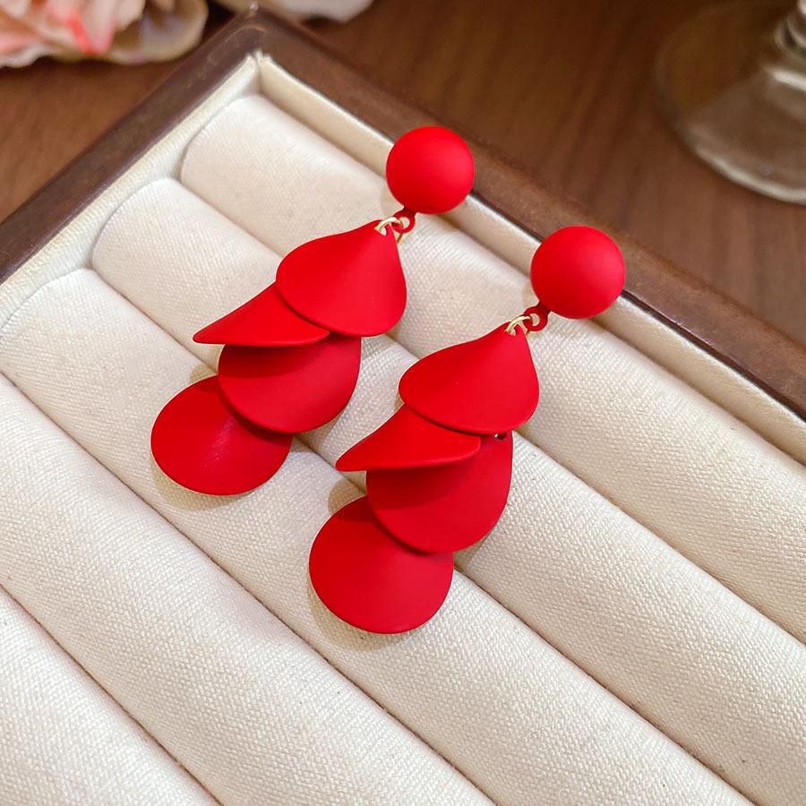 Silberne Nadel Tropfenöl Rote Perlen Ohrstecker - Eleganter & Vielseitiger Schmuck für Damen