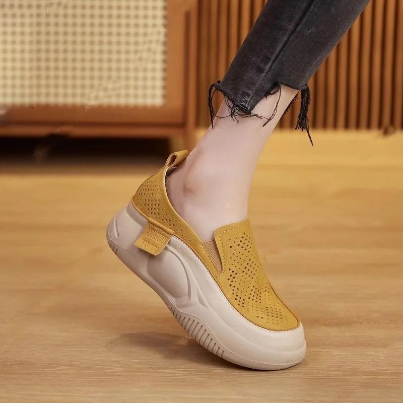 Fashion Women Platform Shoes Casual Slip On Shoes Fashion Loafers Ladies Sneakers Chaussure Soft-soled Femme Loafers Woman Sneakers