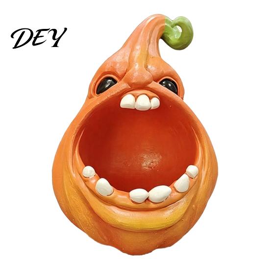 Pumpkin Candy Holder Big Mouth Storage Box, Halloween Figurine Resin Jewelry Tray, MouthPumpkin Statue Trinket Keys for Home Office Desk Decor Desktop