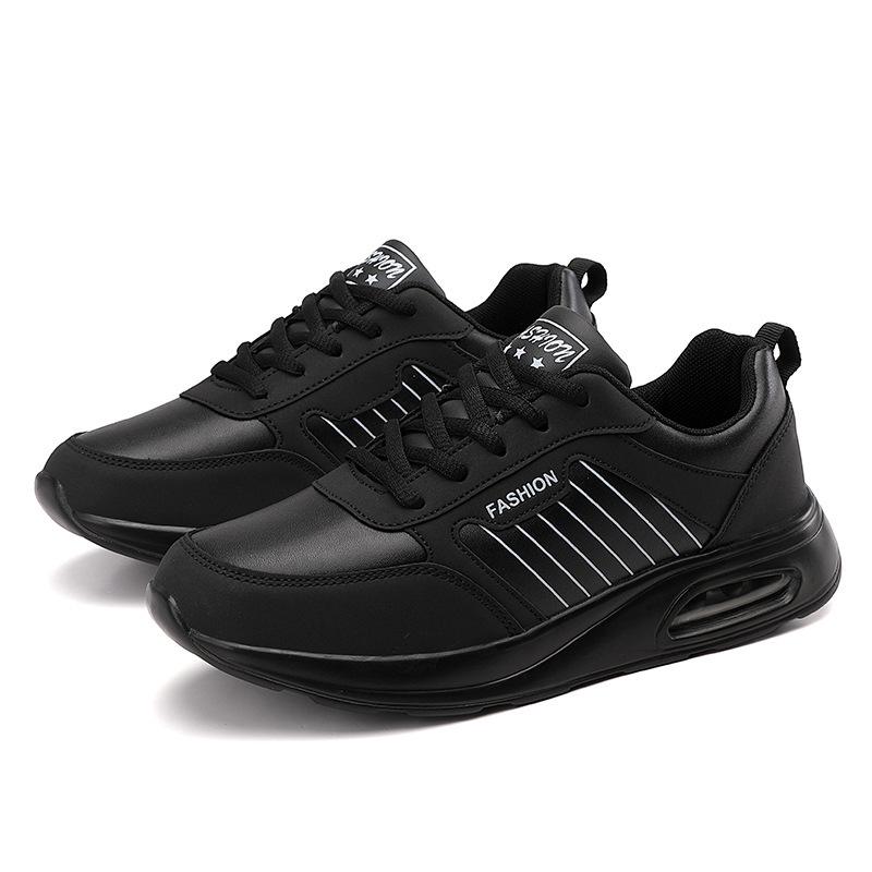 Autumn and Winter Leather Surface Large Size Air Cushion Sports Shoes Women's Shoes Casual Shoes Female Students Running Shoes Travel Shoes