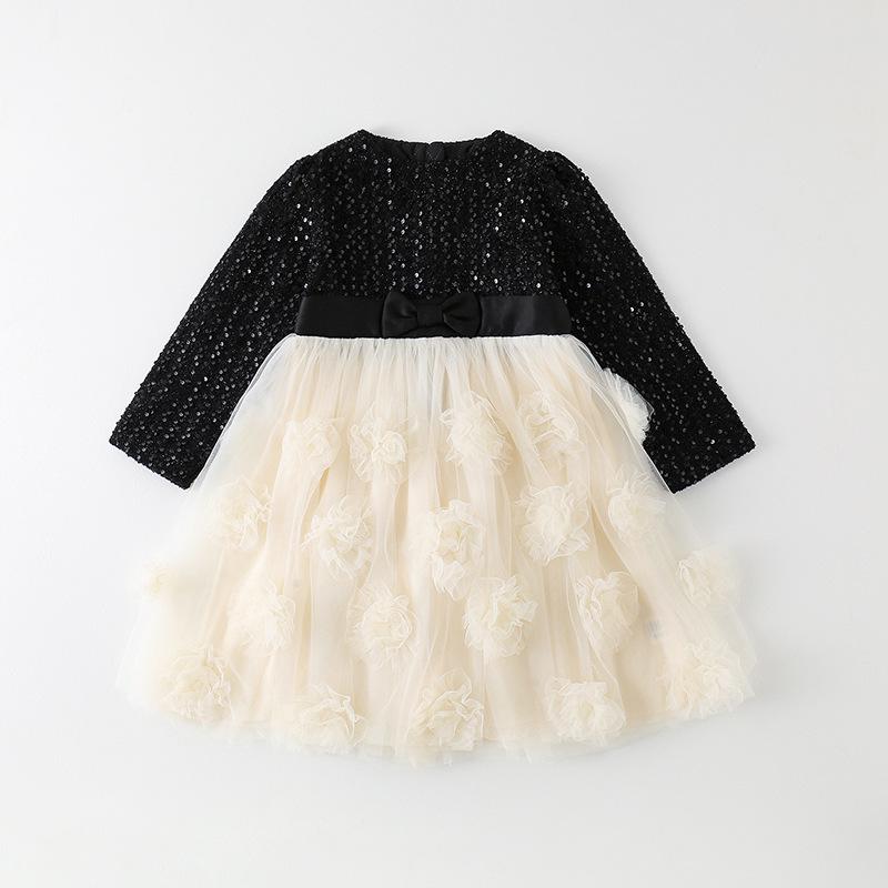 

Платье для вечеринки в стиле Хепберн с длинным рукавом для девочек 130 cm