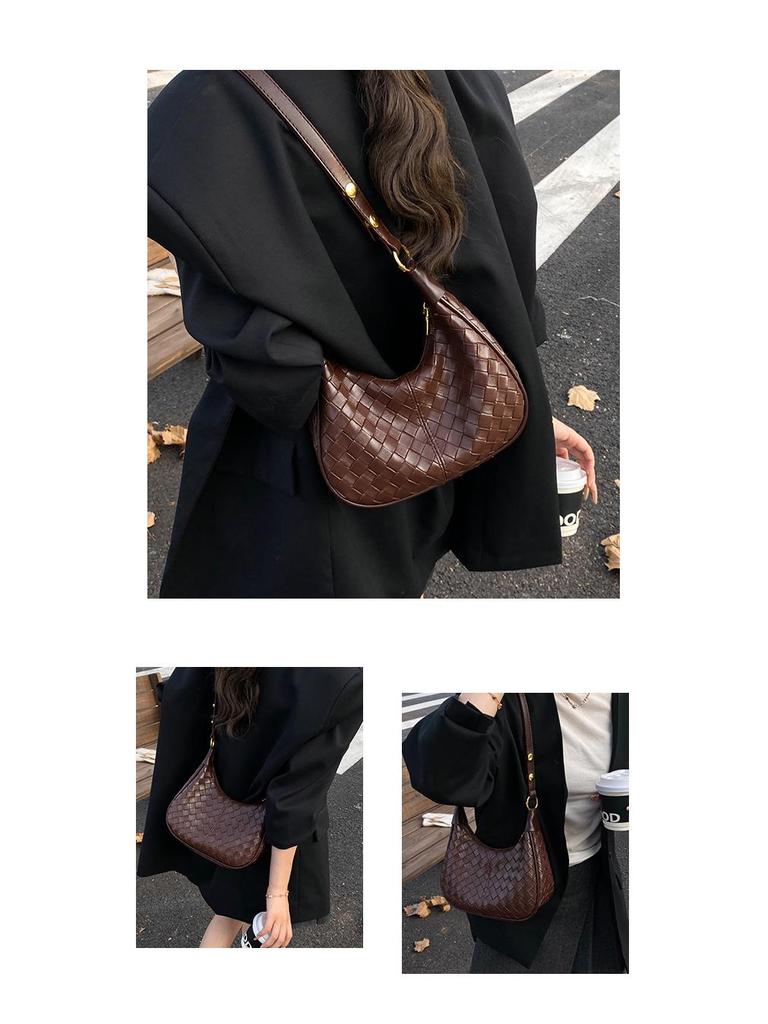 2025 Women's Versatile Woven Shoulder Bag - Fashionable Dumpling Style for Commuters
