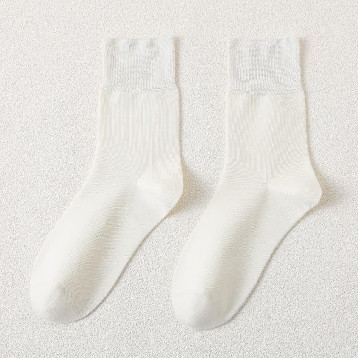 

Женские тонкие хлопковые носки, устойчивые к запаху - до середины икры, влагоотводящие, не скатывающиеся, однотонные, бесшовные, универсальные для весны/лета. One Size кремовый/белый