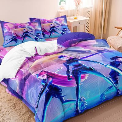 K-Pop Bedding Set Demon Hunters Themed Colorful Print Polyester Dormitory Bed Sheet Duvet Cover Gift Home Textile