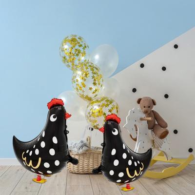 Yousheng 6 Stück Laufende Hühnchen-Ballons Weiß Schwarz Latex Hühnchen-Ballons Stehende Bauernhoftiere Partydekoration für Geburtstagsfeier Babyparty