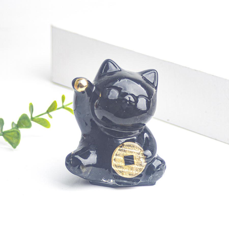 

Natural Crystal Fortune Cat Office Desk Decor With Gemstone Embellishments For Home And Gift Style M