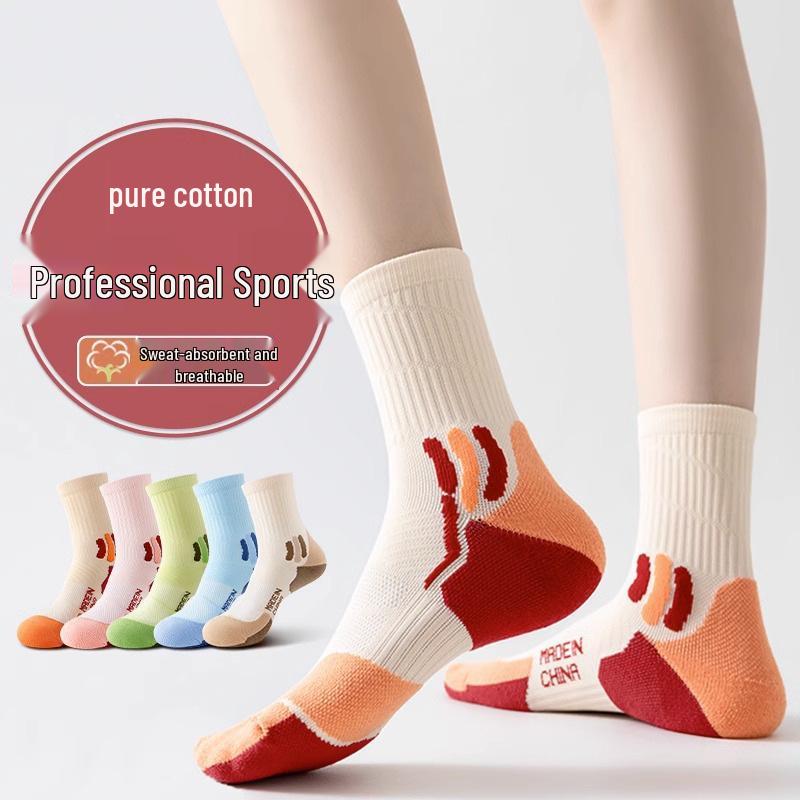 Children's and Women's Marathon Running Socks - Thickened Towel Bottom, Sweat-Absorbent, Non-Slip, Ideal for Spring/Summer Sports