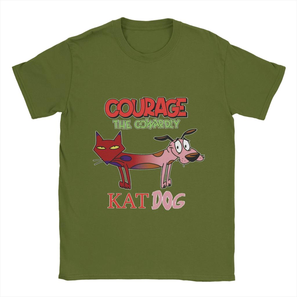Courage Dog  T Shirts Men's  Pure Cotton Awesome T-Shirts Round Neck  Tee Shirt Short Sleeve Clothing Printed