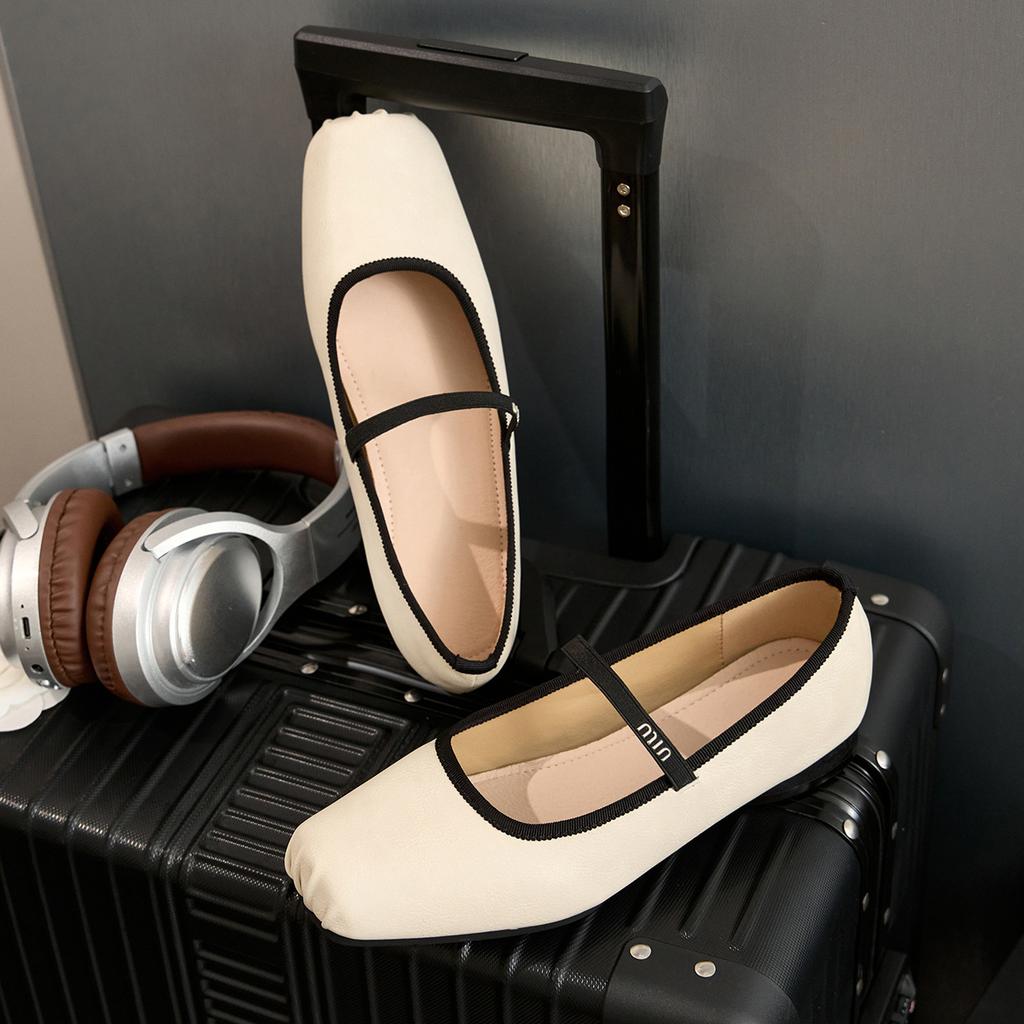 Versatile ballet single shoes Mary Jane shoes one word with square head thick heel women's shoes low heel light mouth ballet shoes