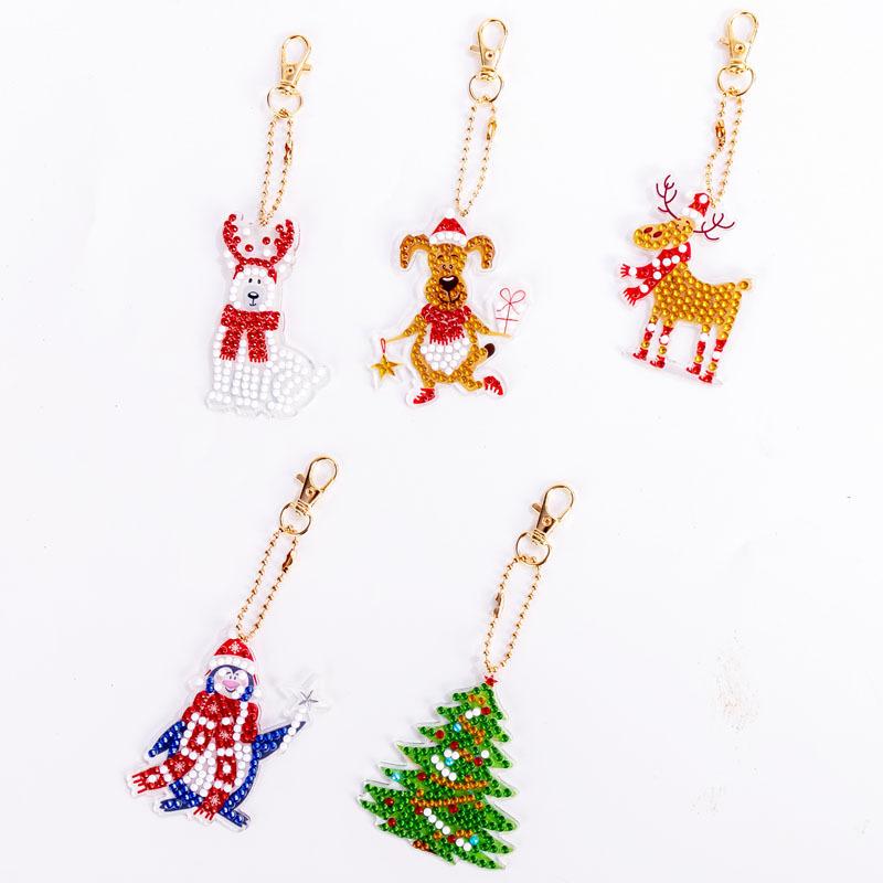 Special-Shaped Brick Diamond Painting Keychain Diy Christmas Series Cartoon Decorative Small Pendant