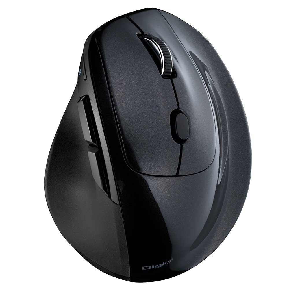 

Nakabayashi Digio2 Ergonomic Mouse with Fast Scrolling, Bluetooth 5.0, 5 Buttons, Blue LED, Black, Z8757
