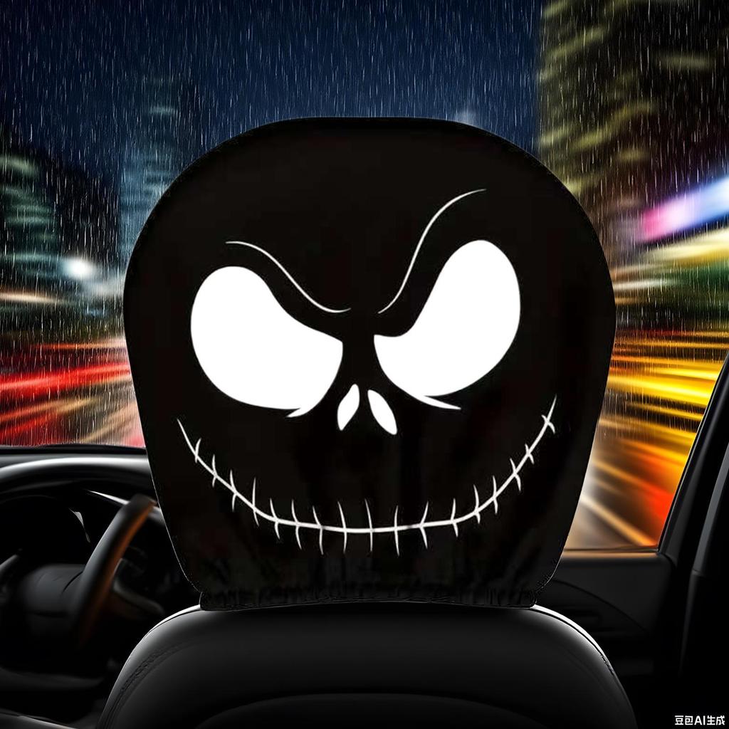 Headrest Cover 2 Pieces Halloween Car Head Rest Cover Protector Decorative Accessories For Automotive SUV Road Trip Daily