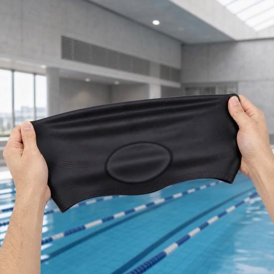 Silikon-Badehaube für Erwachsene, Wasserdicht, Rutschfest, Elastische Pool-Badekappe, für Männer und Frauen, Gehörschutz, Badekappe für kurzes und langes Haar