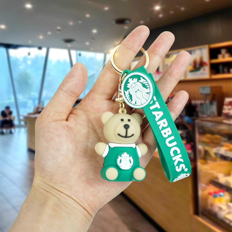 

Stylish Bear Keychain With Rubber Milk Tea Cup Cute Cartoon Accessory Keys For Green Bear