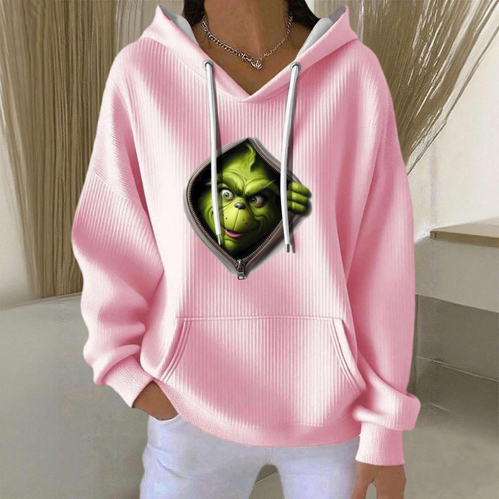 Women's Fashion Casual Christmas Angel Print Pullover Long-Sleeve Sweatshirt