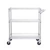 Kitchen Utility Cart, 3 Tiers, Wire Rolling Cart with 661LBS Capacity, Steel Service Cart on Wheels, Metal Storage Trolley with 80mm Basket Curved