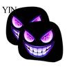 Easy Clean Seat Covers 2Pcs Spooky Car Headrest Covers, Cartoon Evil Face Auto Polyester Protectors, Elastic Protectors for Cars Trucks SUVs