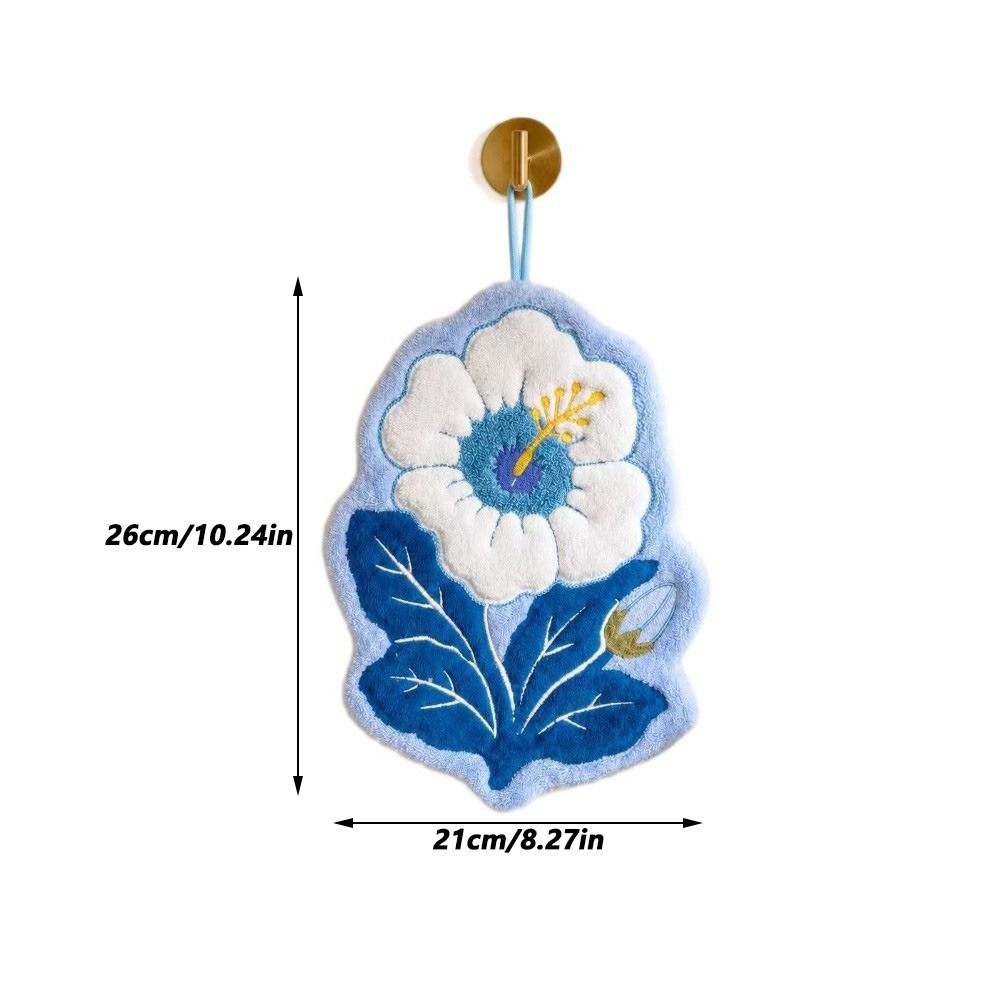 Gifts Coral Fleece Flower Hand Towel Hanging Loop Floral Pattern Hand Drying Towel Thickened Decorative Hand Towel Kitchen