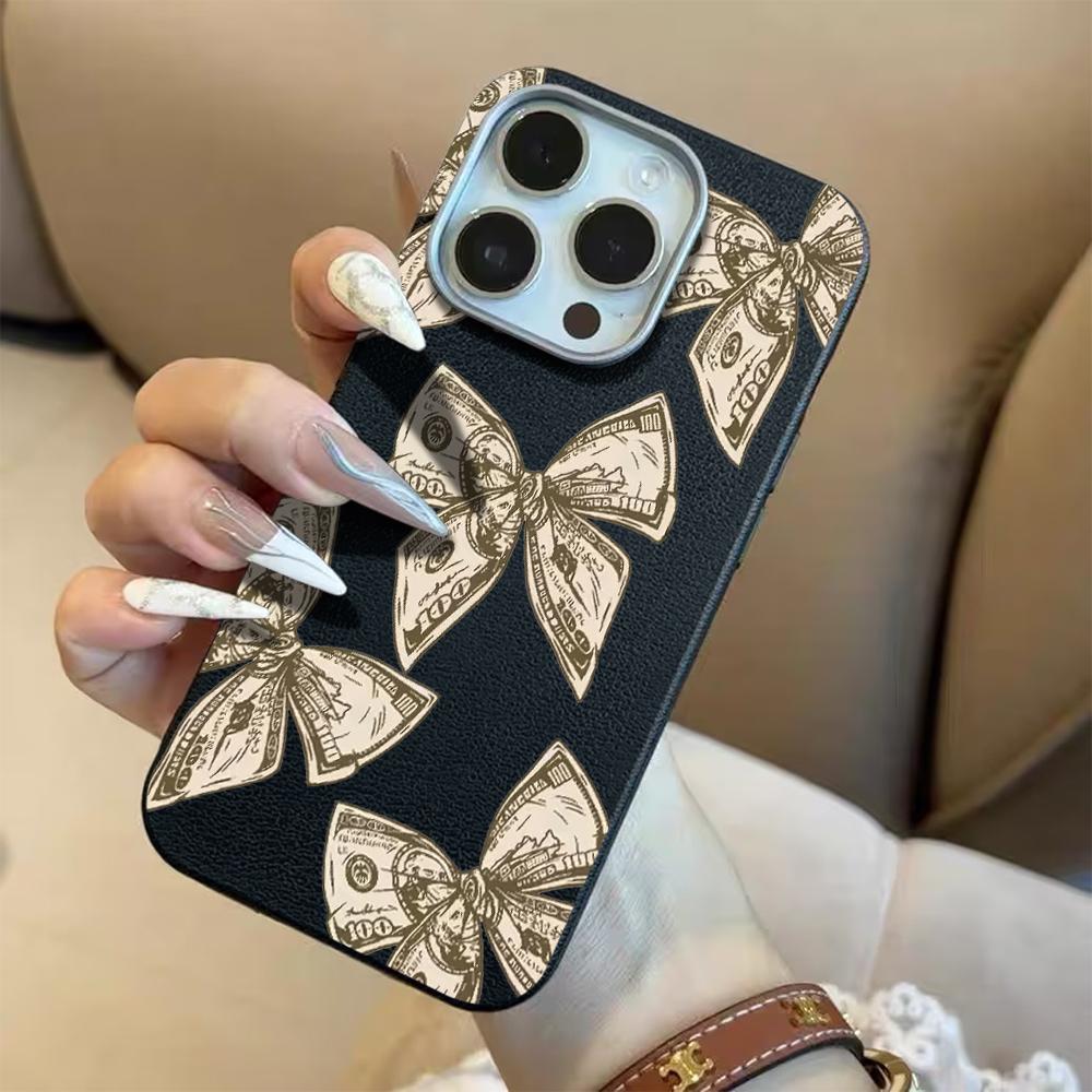 Retro Money Bow Phone Case For Redmi 13C 14C 15C 4G For Redmi Note 13 14 12 Pro+ 11 Pro 5G Protective Lychee Bumper Back Cover