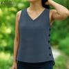 ZANZEA Women Summer V-Neck Loose Sleeveless Cotton Tank Tops