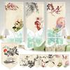 Chinese Landscape Painting Short Curtain Restaurant Cafe Decor Noren Home Window Decor Hanging Half Curtain Kitchen Partition