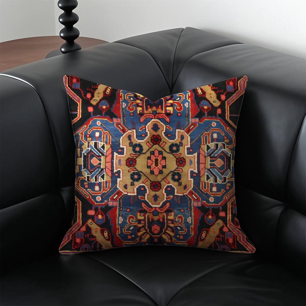 Vintage Persian Style Pillow Cushion Cover Pillow Case Anti-Dustmite Invisible Zipper Silky Plush Cushion