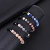Men's Retro Stainless Steel and Beaded Bracelet with 10mm Faceted Amazonite and Black Obsidian.