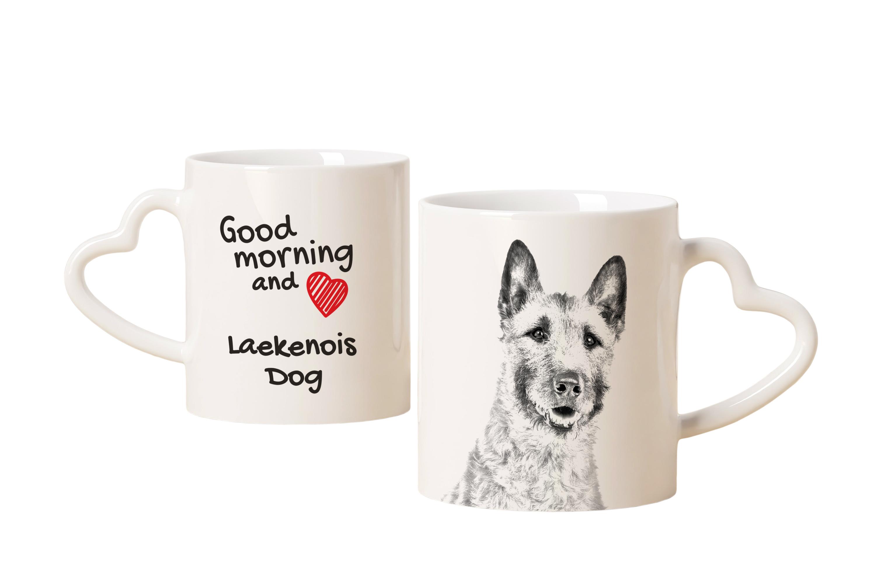 

Laekenois Belgian Shepherd Dog - cup with a dog, adorable cup with a heart-shaped handle, universal gift from the Art-Dog brand білий