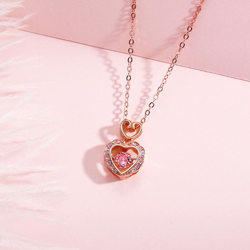 

Умное ожерелье Love Smart для женщин, изысканный темперамент, универсальный, легкий, роскошный, розовый бриллиант, бьющееся сердце, цепочка на ключицу