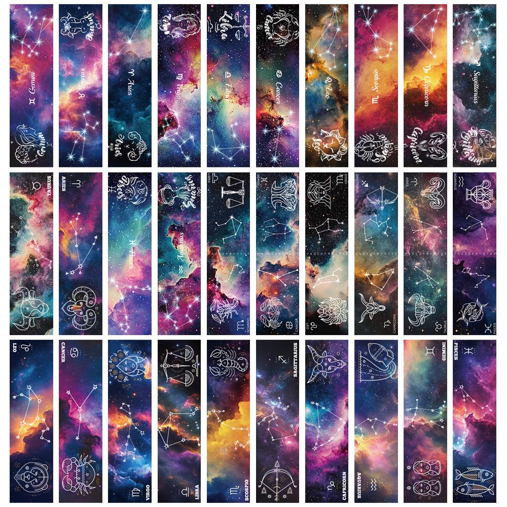 

30PCS Constellation Bookmark Scrapbooking Book Reading PVC Waterproof Card Phone Stationery Supplies Creative Page DIY Bookmarks