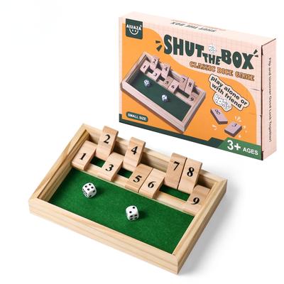 AIUAZA Shutbox Dice Wooden Board Game for 2 Players Traditional Fun Math Game, Competition, Bar, Travel, Family, (Small)