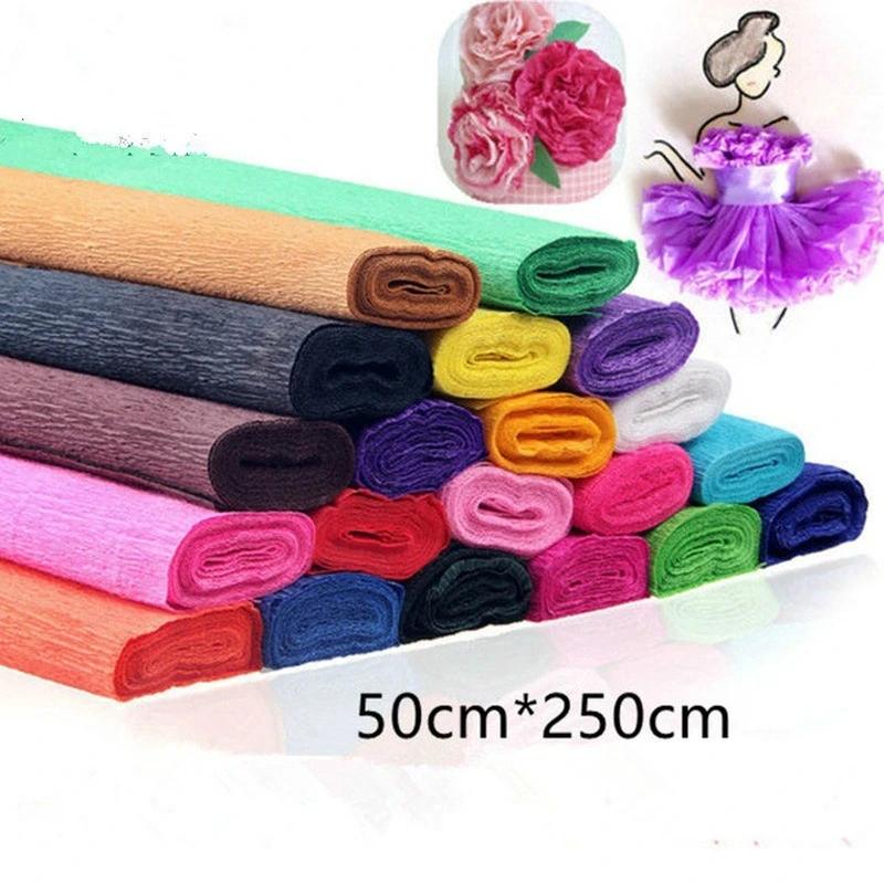 Colorful Handmade Crepe Paper DIY Material Rose Telescopic Curling Paper for Home Student Party Decoration