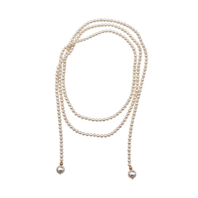 Layered Long Pearl Sweater Necklace: Stylish Imitation Pearl Accessory for Women