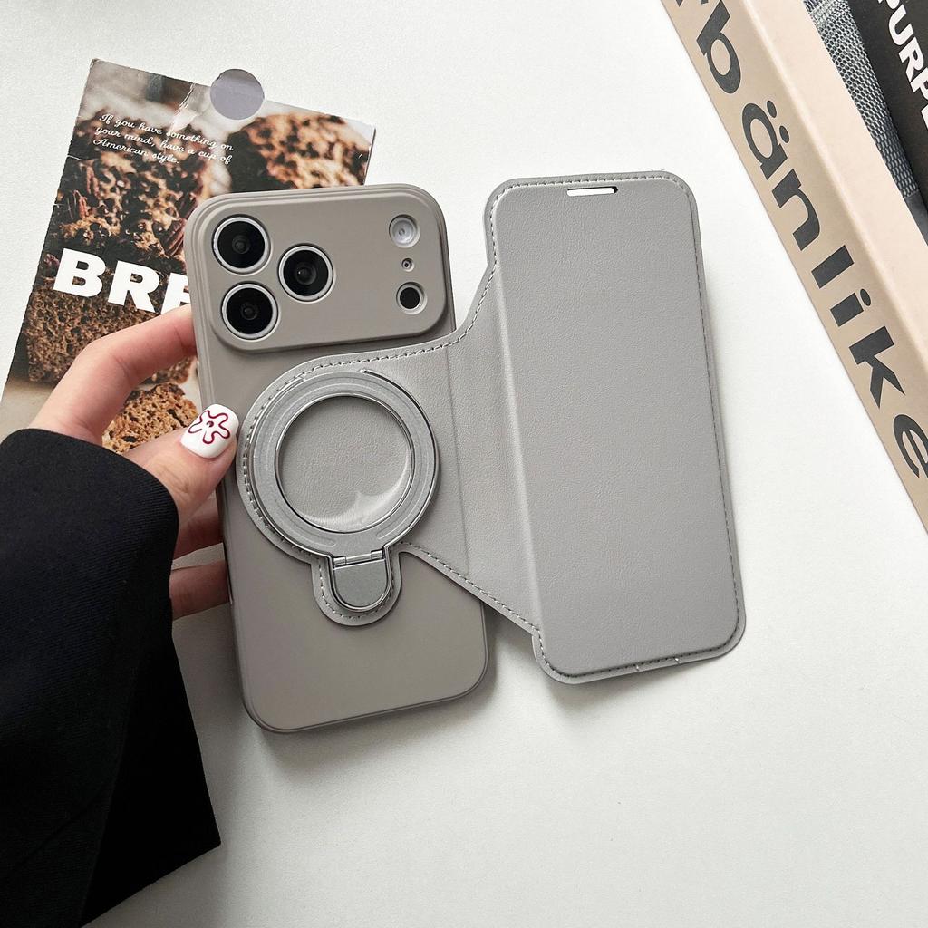 Imitation Liquid Flip Card Bag, Magnetic Suction Bracket, Mobile Phone Case, Suitable for Apple 17PRO Trend 12 Anti-drop 13 Skin Feeling 16