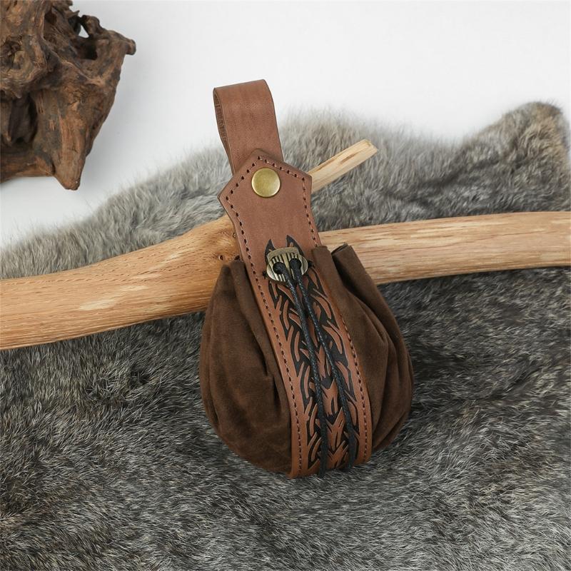 Medieval Leather Pouch Portable Coins Purse Medieval Belt Pouch Renaissances Belt Pouch Dices Bag for Men Womens Gifts