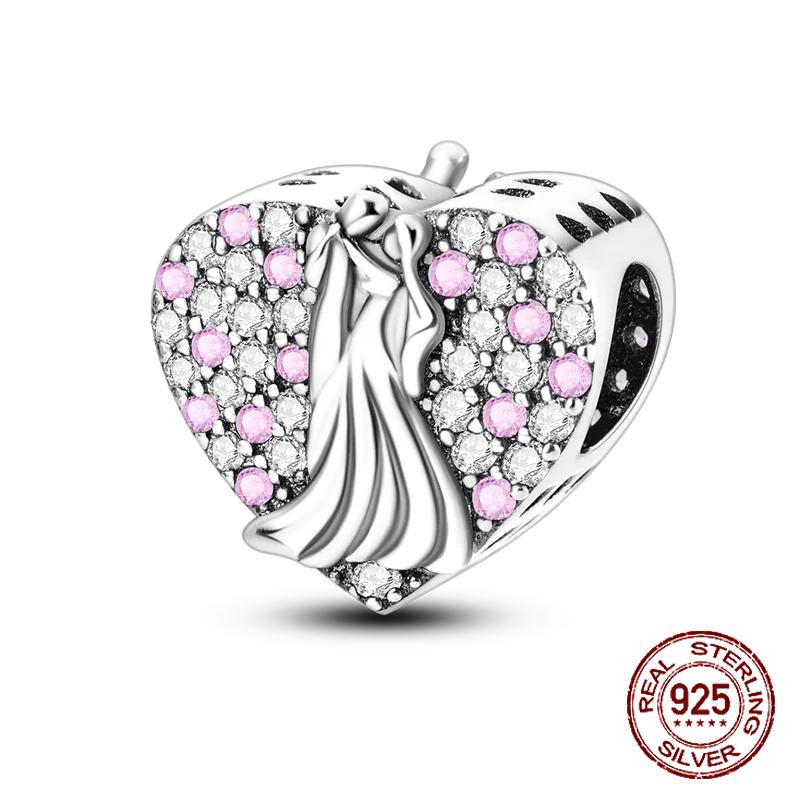 Copper Love Pink Mom Bear Travel Beads Fit Charm Bracelet For Women Fine Jewelry Making